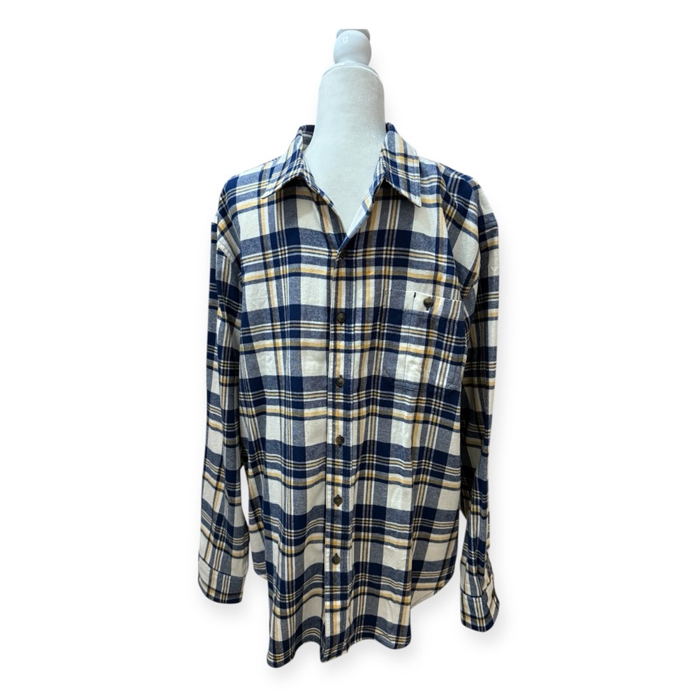 Blue Mountain Men's Long-Sleeve Button-Down Plaid Flannel Shirt, Size L NWOT